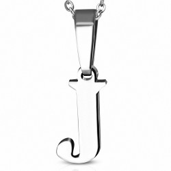 Pendentif homme en acier inoxydable lettre J