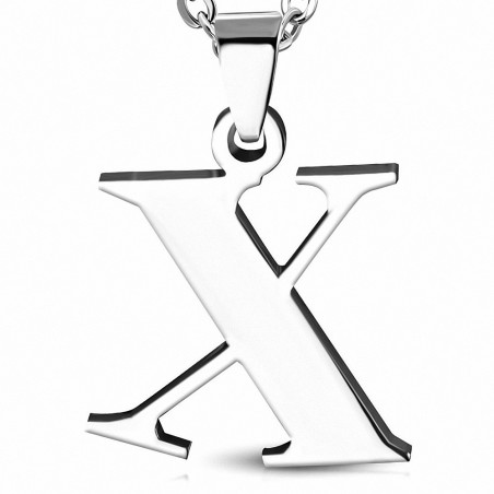 Pendentif homme en acier inoxydable lettre X