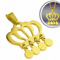 Pendentif en acier doré couronne de princesse