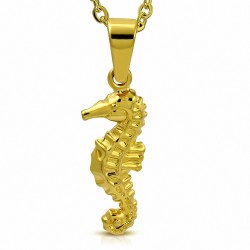 Pendentif hippocampe en acier inoxydable doré