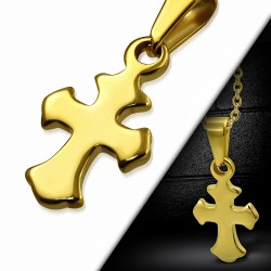 Pendentif homme en acier inoxydable doré croix fleur de lys