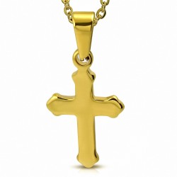 Pendentif en acier inoxydable croix latine dorée