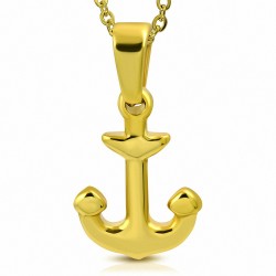 Pendentif  en acier inoxydable doré ancre marine