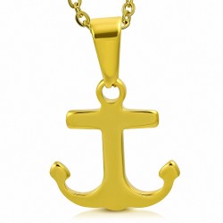 Pendentif  homme en acier inoxydable doré ancre marine