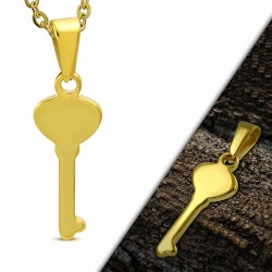 Pendentif en forme de clef en acier inoxydable doré