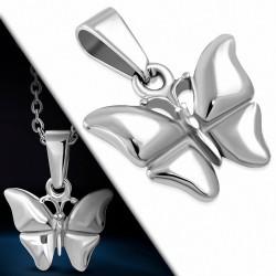 Pendentif en forme de papillon en acier inoxydable brillant