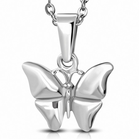 Pendentif en forme de papillon en acier inoxydable brillant