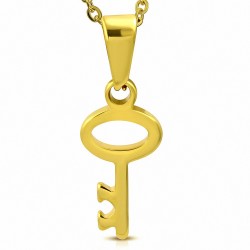 Pendentif en forme de clef acier inoxydable couleur dorée