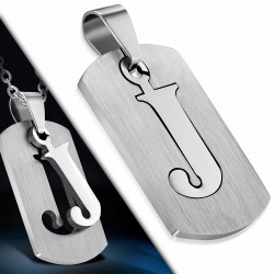 Pendentif homme plaque en acier inoxydable avec lettre J