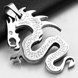 Pendentif homme zodiaque chinois dragon en acier inoxydable