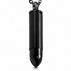 Pendentif homme munition balle noire acier inoxydable