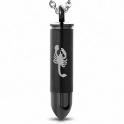 Pendentif homme munition balle noire motif scorpion