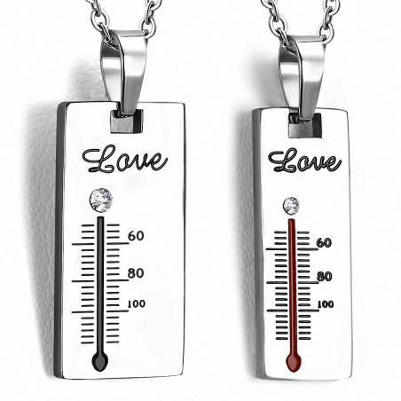 Pendentif pour couple en deux parties thermomètres