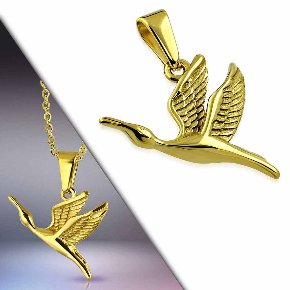 Pendentif en acier inoxydable doré oiseau volant