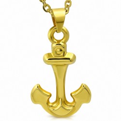 Pendentif en acier inoxydable doré ancre de bateau