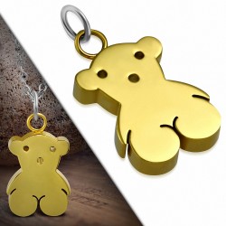 Pendentif ourson teddy bear en acier couleur dorée