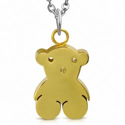 Pendentif ourson teddy bear en acier couleur dorée