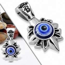 Pendentif homme biker mauvais il bleu en acier inoxydable