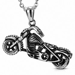 Pendentif homme biker en acier inoxydable moto de sport