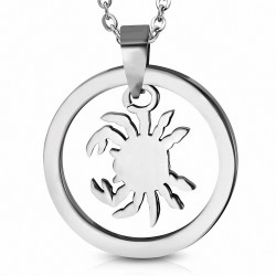 Pendentif en acier inoxydable cercle et signe du cancer zodiaque