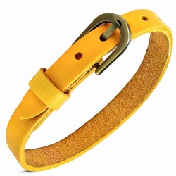 Bracelet en véritable cuir orange en forme de ceinture