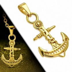 Pendentif en acier inoxydable doré ancre de bateau