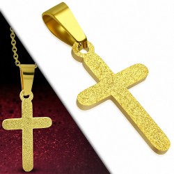 Pendentif croix latine en acier inoxydable avec finition sablée