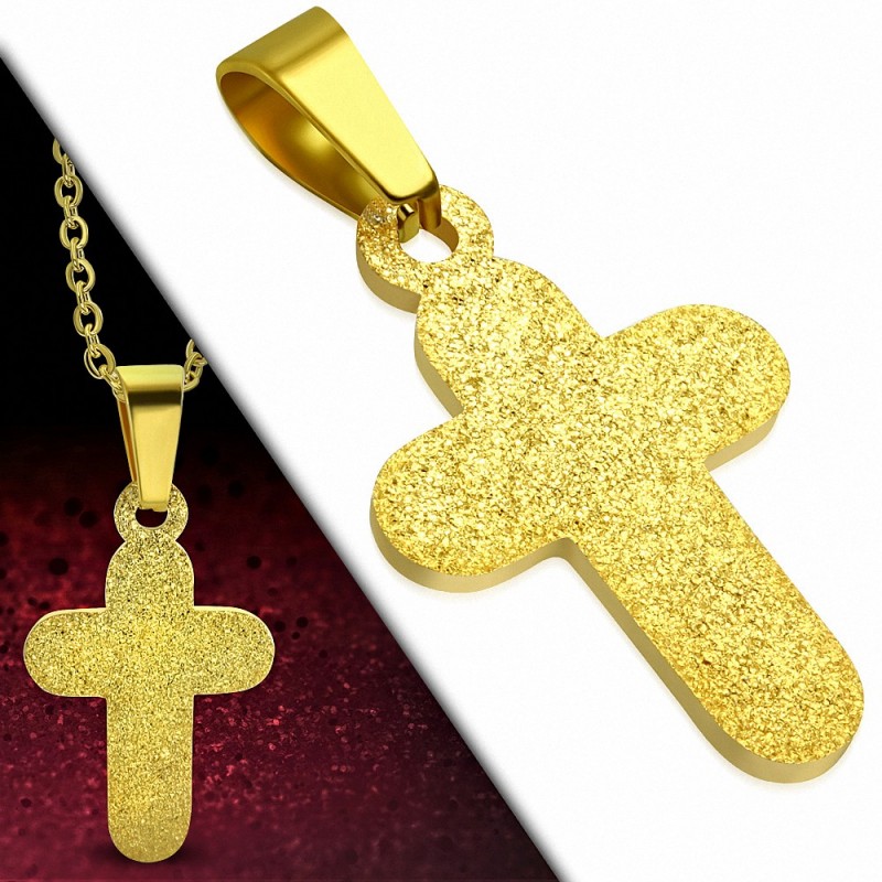 Pendentif croix latine en acier inoxydable avec aspect sablé