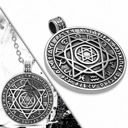 Pendentif homme biker cercle astrologique étoile de David