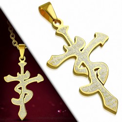 Pendentif en acier doré signe astrologique bélier avec prières