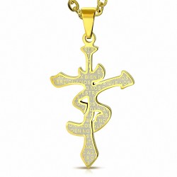 Pendentif en acier doré signe astrologique bélier avec prières