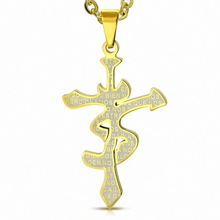 Pendentif en acier doré signe astrologique bélier avec prières