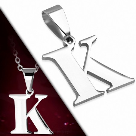 Pendentif homme en acier inoxydable alphabet lettre K