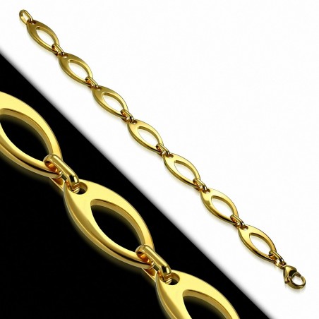 Bracelet en acier inoxydable doré avec liens ovales longueur 19 cm