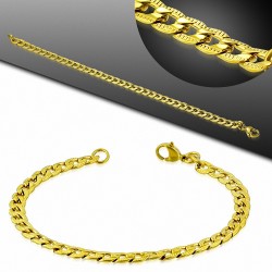 Bracelet en acier inoxydable doré maille cubaine 22 cm x 6 mm