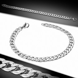 Bracelet en acier inoxydable maille cubaine 22 cm x 7 mm