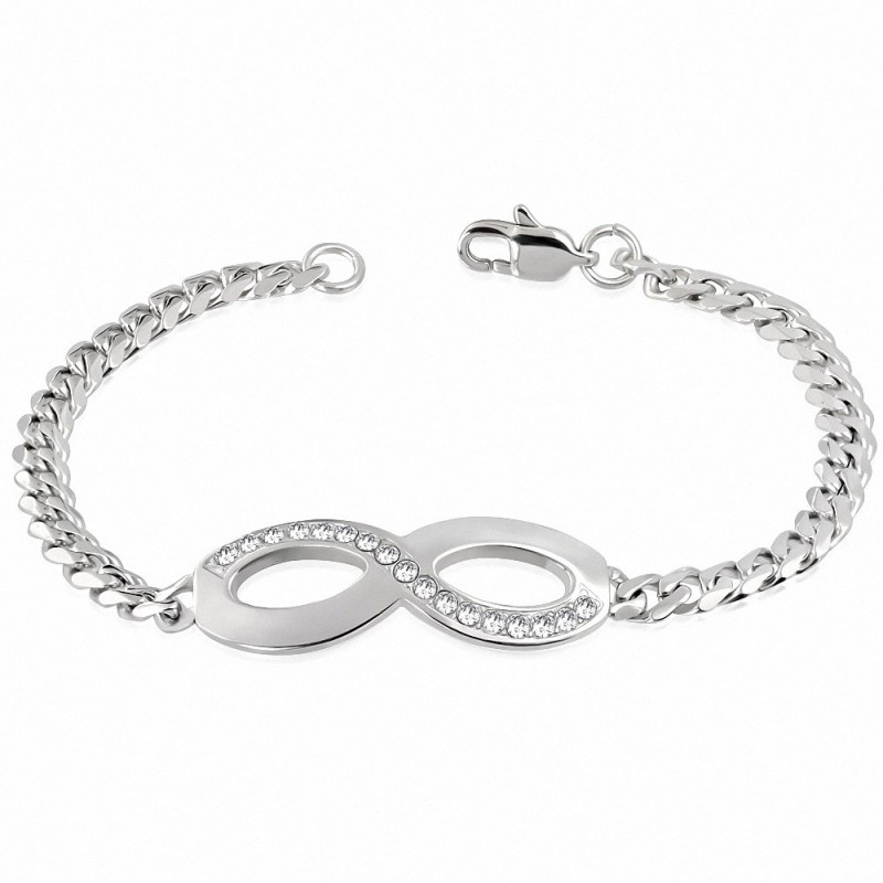 Bracelet en acier inoxydable avec symbole infini strass