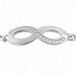 Bracelet en acier inoxydable avec symbole infini strass