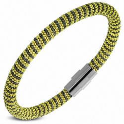 Bracelet en acier rond avec maille jaune et noir 20 cm x 6 mm