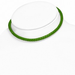 Bracelet en cuir vert tressé avec fermeture magnétique 40 cm x 6 mm