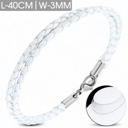 Bracelet en blanc tressé avec fermeture pince 40 cm x 3 mm
