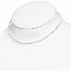 Bracelet en cuir blanc tressé avec fermeture par pince 45 cm x 3 mm