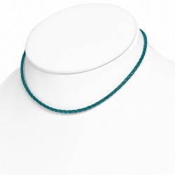 Bracelet en cuir turquoise tressé avec fermeture par pince 45 cm x 3 mm