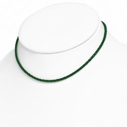 Bracelet en cuir vert tressé fermeture par pince 45 cm x 3 mm