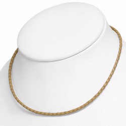 Bracelet en cuir marron tressé avec fermeture par pince 40 cm x 3 mm