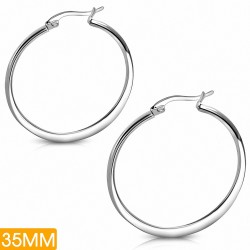 Paire de boucles d'oreilles créoles en acier diamètre 31 mm