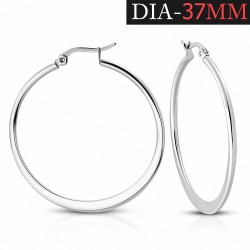 Paire de boucles d'oreilles créoles en acier diamètre 37 mm