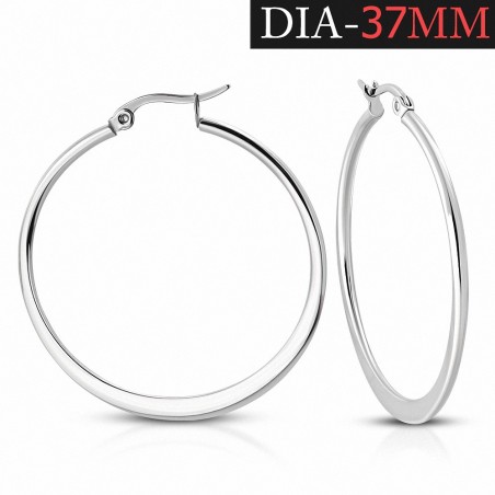 Paire de boucles d'oreilles créoles en acier diamètre 37 mm