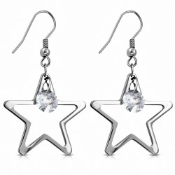 Paire de boucles d'oreilles pendantes en forme d'étoiles avec strass