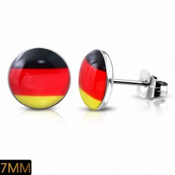 Paire de boucles d'oreilles clous en acier drapeau Allemagne